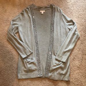 🛍Charter Club sequin long cardigan tunic gray
